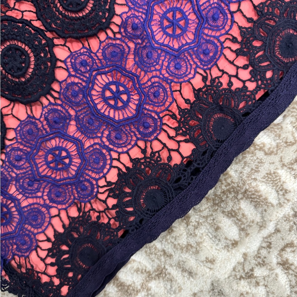 NWT Vintage French Connection Navy Crochet Dress with Collar - Picture 5 of 10